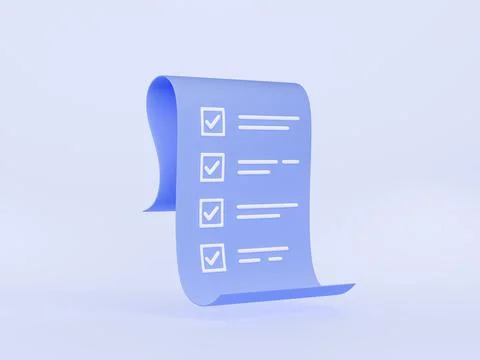 3d render todo check list with ticks, task or test Stock Illustration
