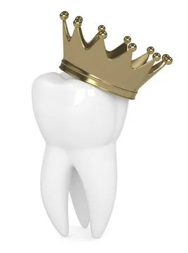 3d render of tooth in crown over white Stock Illustration