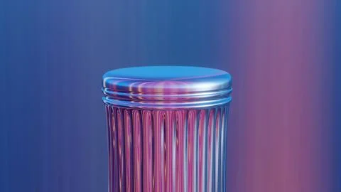 3D render of the top part of a Greek column in holographic colors, rotating o Illustrazione stock