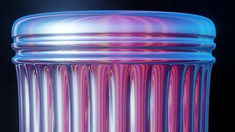 3D render of the top part of a Greek column in holographic colors, rotating o Stock-Illustration