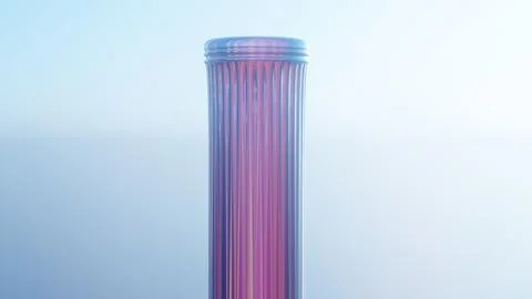 3D render of the top part of a Greek column in holographic colors, rotating o Stock Illustration