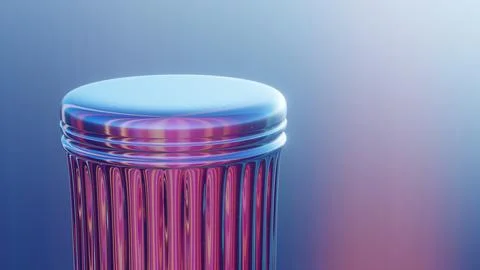 3D render of the top part of a Greek column in holographic colors, rotating o Stock Illustration