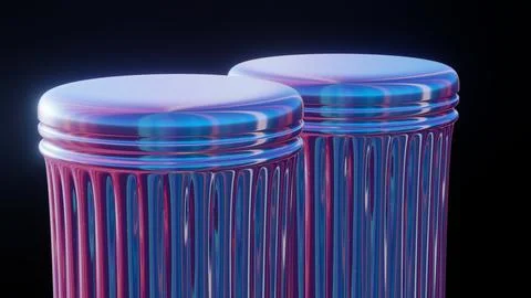 3D render of the top part of a Greek column in holographic colors, rotating o Stock Illustration