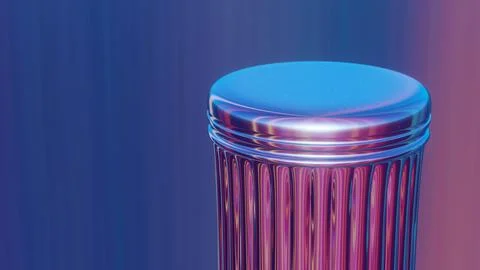 3D render of the top part of a Greek column in holographic colors, rotating o Stock Illustration
