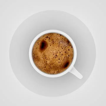 3d render top view of a cup coffe on white background 스톡 일러스트