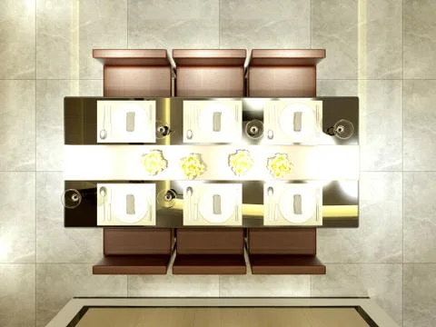 3D Render of Top View Dining Table Stock Illustration