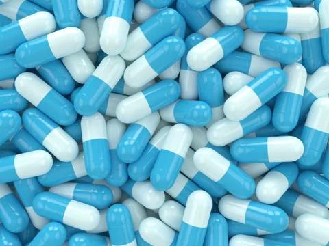 3d render of top view of medical pills stack Stock Illustration