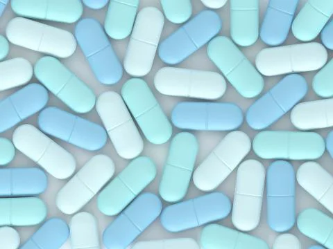 3d render of  top view of pills Stock Illustration