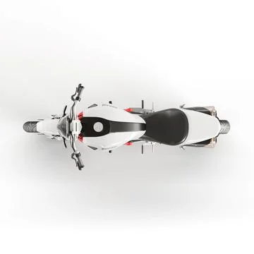 3D render of a top view of a vintage white motorcycle isolated on a white backgr Stock Illustration