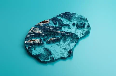 3D render of a topographic hypsometric elevation Nauru map on a blue background イラスト素材