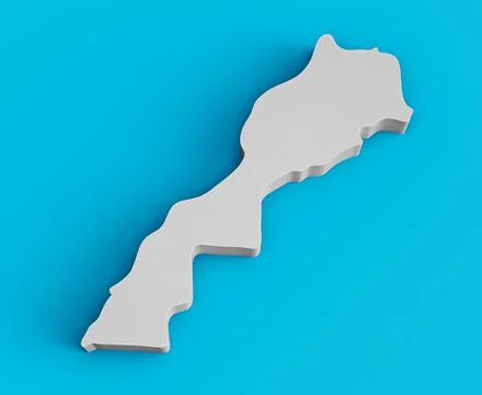 3D render of a topographic map of Morocco in a blue background Stock Illustration