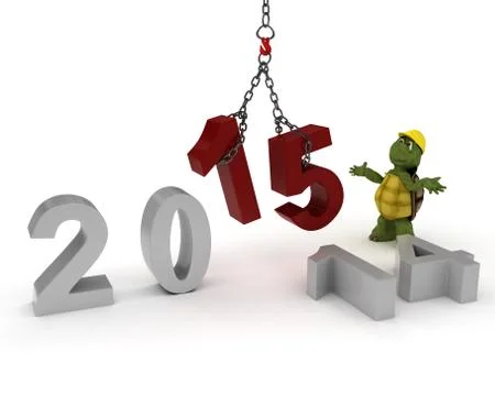 3D render of a tortoise bringing in the new yar Stock Illustration