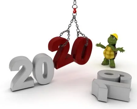 3D render of a tortoise with Celebrating the New Year Illustrazione stock