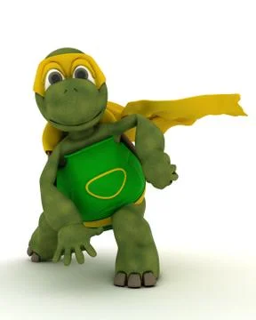 3D render of a tortoise superhero Stock Illustration