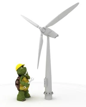 3D render of a tortoise with wind turbine Stock Illustration