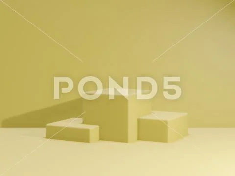 3d render of total yellow podium for product. mockup stage. Stock Illustration
