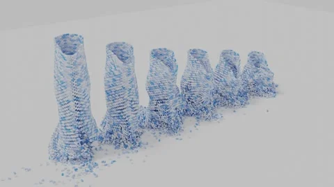 3D Render Tower Stacks Being Knocked Down by Metal Ball Stock Footage 132960480