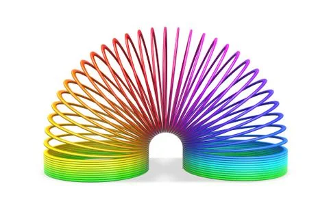 3D render of toy plastic colorful rainbow spiral spring Stock Illustration
