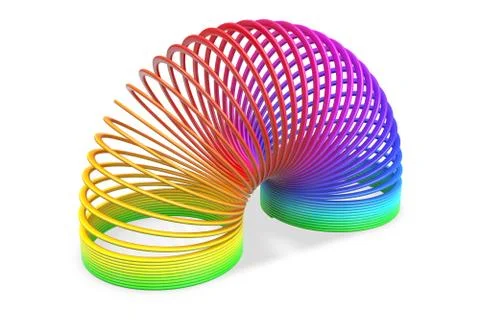 3D render of toy plastic colorful rainbow spiral spring Stock Illustration