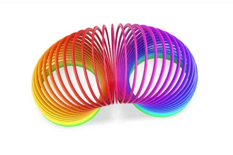 3D render of toy plastic colorful rainbow spiral spring Stock Illustration