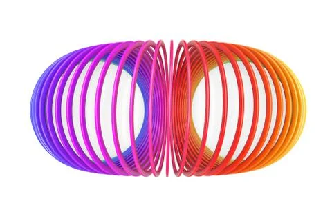 3D render of toy plastic colorful rainbow spiral spring Stock Illustration