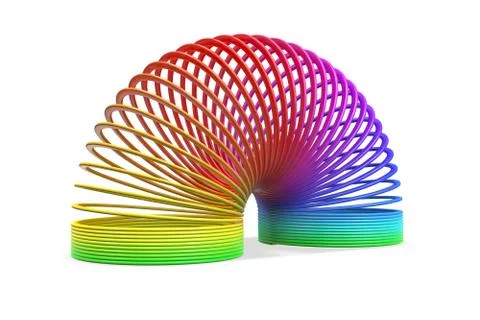 3D render of toy plastic colorful rainbow spiral spring Stock Illustration