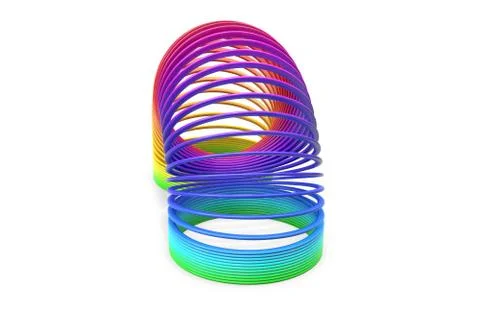 3D render of toy plastic colorful rainbow spiral spring Stock Illustration