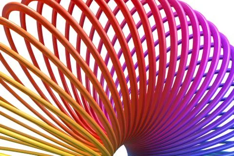 3D render of toy plastic colorful rainbow spiral spring Stock Illustration