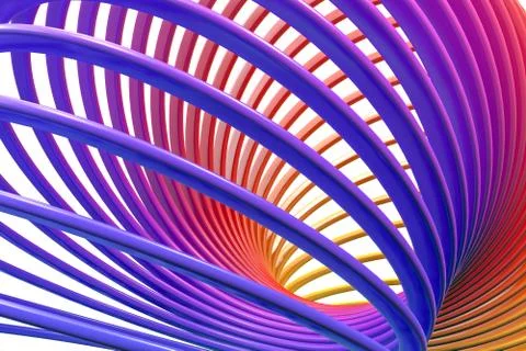 3D render of toy plastic colorful rainbow spiral spring Stock Illustration