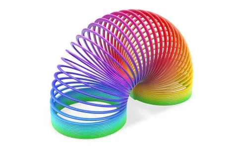 3D render of toy plastic colorful rainbow spiral spring Stock Illustration