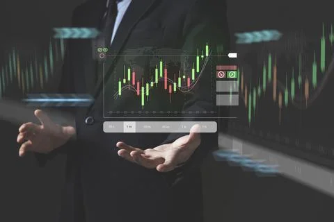 3D render of Trading forex data information displayed on a stock exchange interf Stock Photos