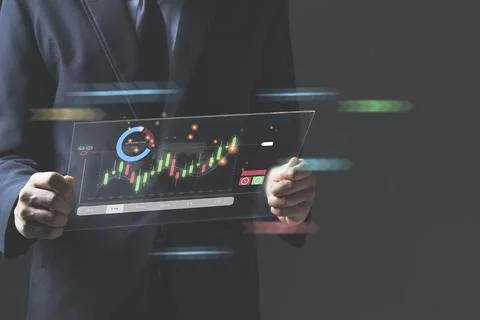 3D render of Trading forex data information displayed on a stock exchange interf Stock Photos