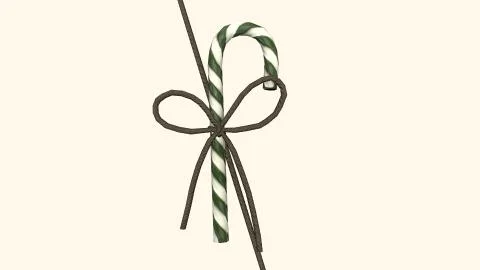 3d render Traditional christmas sweets, candy cane sweets with rope twine str Stock Illustration