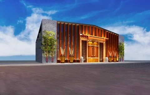 3D Render of Traditional Design Building Exterior Ilustración de archivo