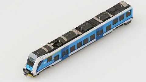 3D render of a train prototype model isolated on a white background Illustrazione stock