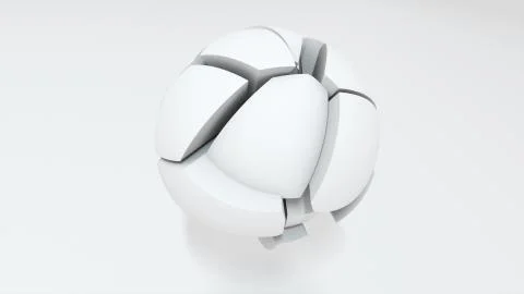 3d render of transformation of a sphere into parts on a pure white background Stock Illustration