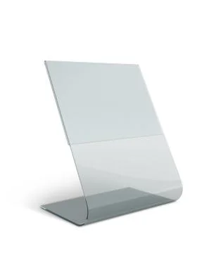 3D render transparent acrylic table stand display for menu in isolated back.. Stock Illustration