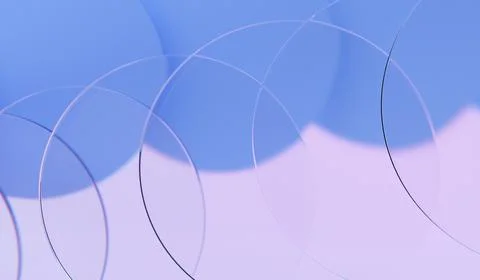 3D render of transparent glass circular rings on blue and purple gradient Stock Illustration