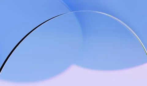 3D render of transparent glass curved shapes on blue and gradient background Stock Illustration