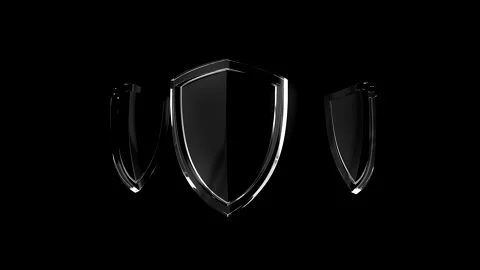 3d render of a transparent glass shield icon set Stockbeeldmateriaal 344165815