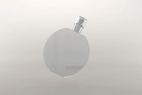 3d render of a transparent perfume bottle isolated on gray background Illustrazione stock