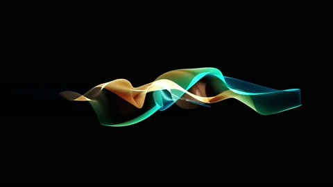 3D render of transparent wavy forms on black background Stock Footage 238854019