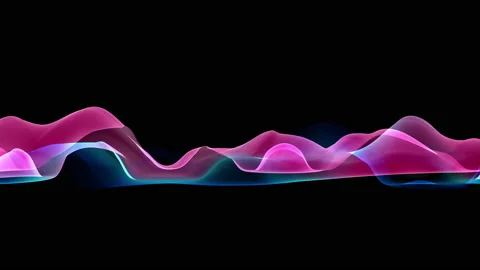 3D render of transparent wavy forms on black background Stock Footage 239854245
