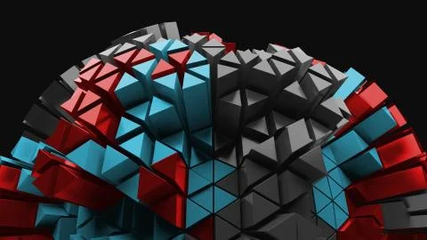 3d render of triangle shapes. Repeatable extrude triangular forms with random Stock-Illustration