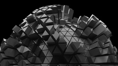 3d render of triangle shapes. Repeatable extrude triangular forms with random Stock Illustration