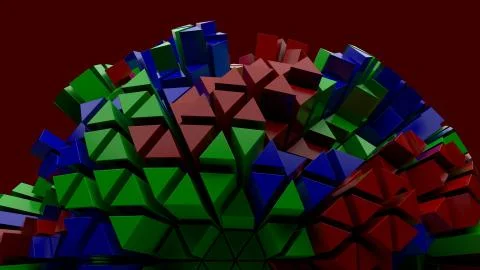 3d render of triangle shapes. Repeatable extrude triangular forms with random Stock Illustration