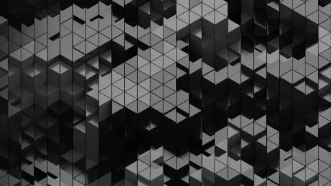 3d render of triangle shapes. Repeatable extrude triangular forms with random Illustrazione stock