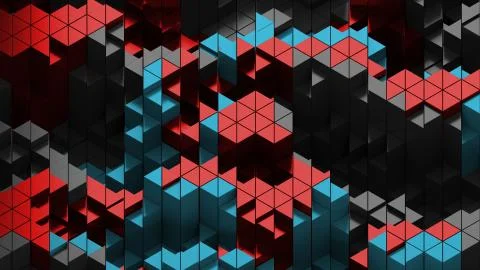 3d render of triangle shapes. Repeatable extrude triangular forms with random Stock-Illustration