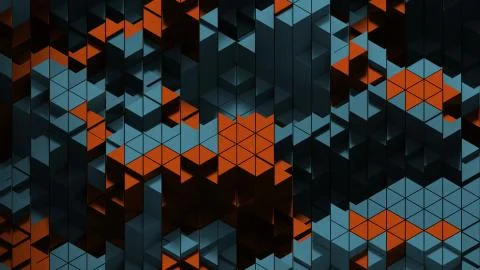 3d render of triangle shapes. Repeatable extrude triangular forms with random Illustrazione stock