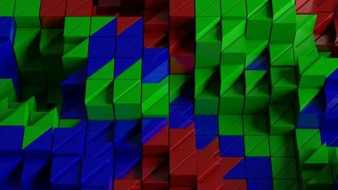 3d render of triangle shapes. Repeatable extrude triangular forms with random Stock Illustration